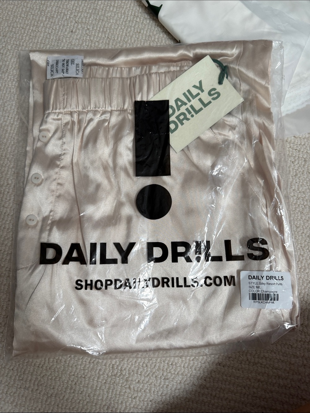 NEW M/L Daily Drills Satin Lounge Pants — Champagne Beige